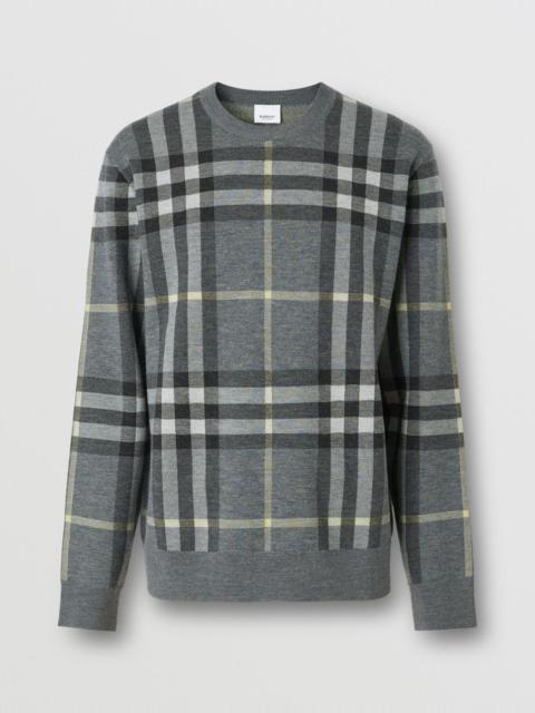 Burberry Check Wool Silk Jacquard Sweater
