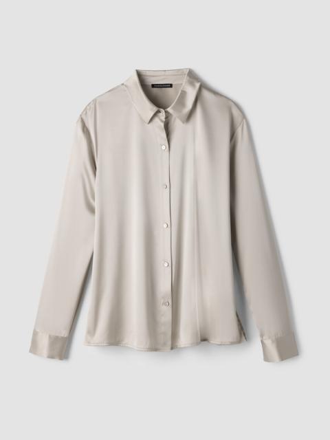 EILEEN FISHER Stretch Silk Charmeuse Classic Collar Shirt
