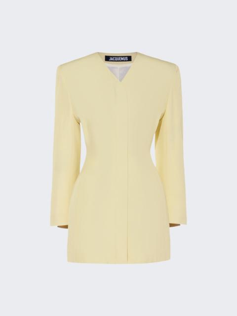 JACQUEMUS La Robe Cubo Mini Dress Pale Yellow