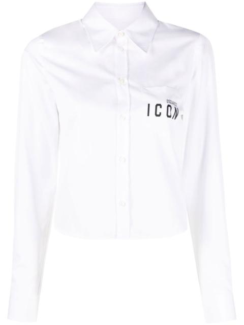 DSQUARED2 Icon print cropped cotton shirt