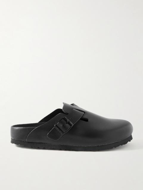 BIRKENSTOCK Boston Suede-trimmed Leather Clogs