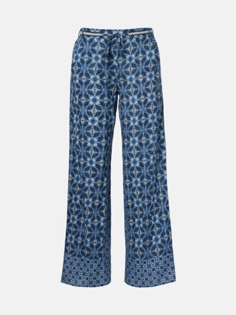 velvet Kendra printed cotton wide-leg pants