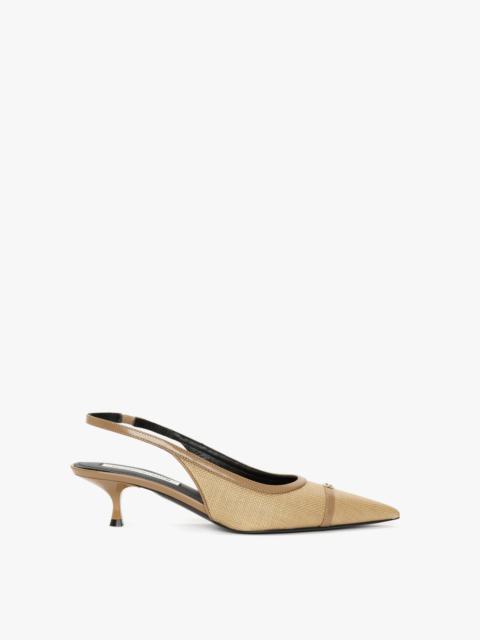 Victoria Beckham Rafia Slingback Kitten Heel In Light Beige