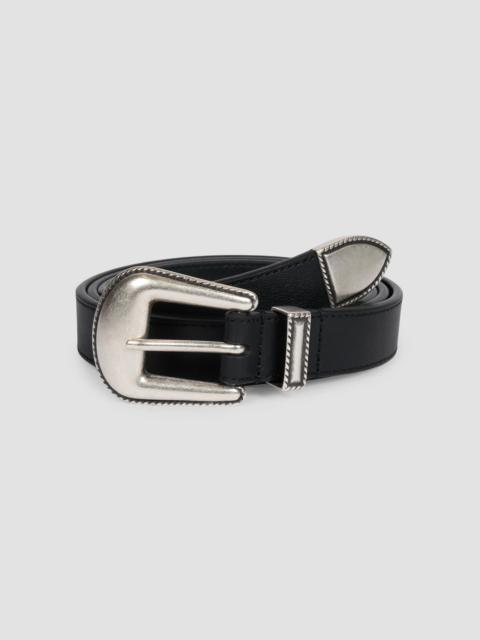 AMIRI Men's Western Leather Belt - Black Nickel