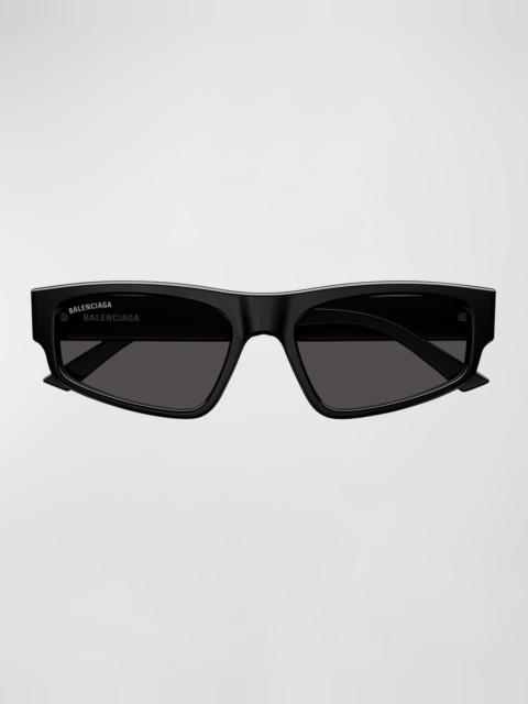 BALENCIAGA Logo Acetate Rectangle Sunglasses