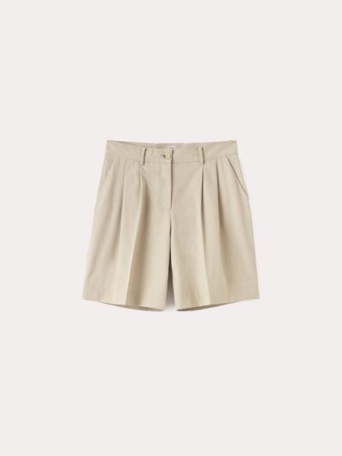 Pleated cotton-twill shorts overcast beige