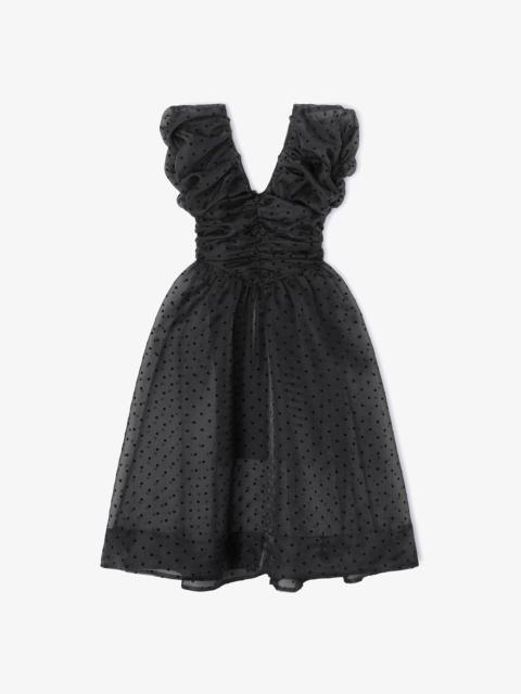 GANNI BLACK ORGANZA RUCHED DRESS