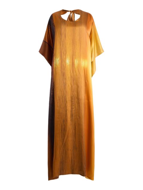 MARIE ADAM-LEENAERDT Sunet Landscape Silk Maxi Dress orange