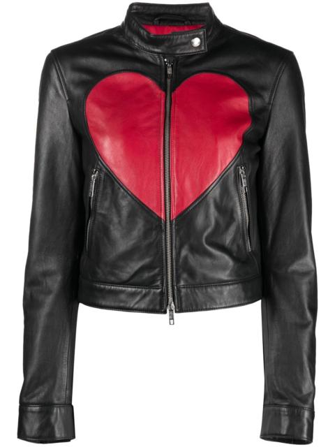 Moschino heart-print leather jacket