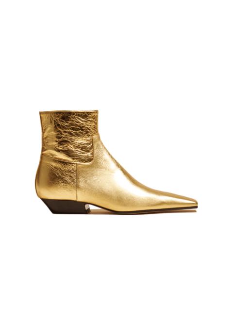 KHAITE Marfa Classic Metallic Leather Ankle Boots gold