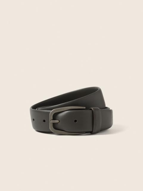 ZEGNA DARK OLIVE GREEN LEATHER BELT