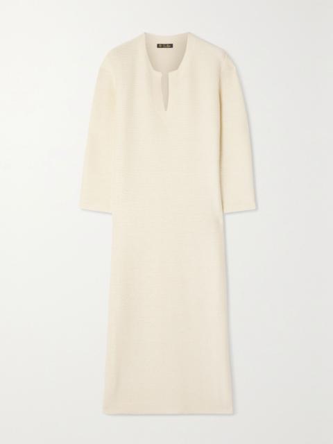 Loro Piana Beirut ribbed cashmere and silk-blend midi dress Beige