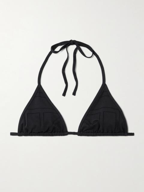 TOTEME Pointelle-knit Triangle Stretch Recycled Halterneck Bikini Top