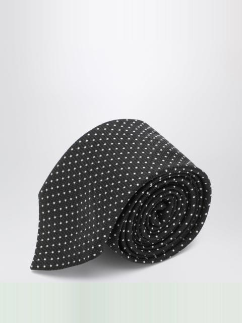TOM FORD Black silk tie with micro-circle pattern