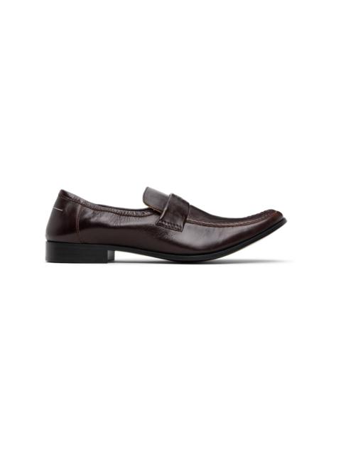 MM6 Maison Margiela Brown Swing-Toe Leather Loafers