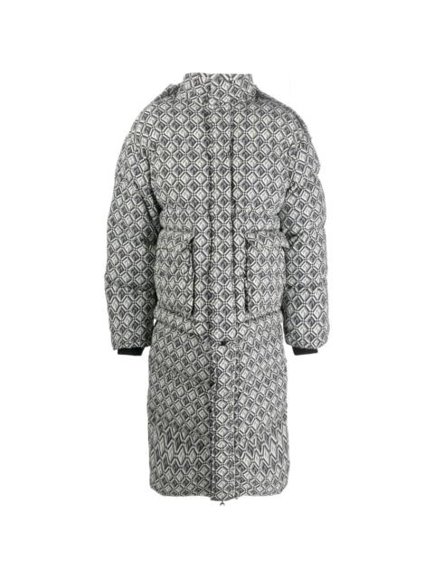 Moon Diamond-pattern oversized puffer coat