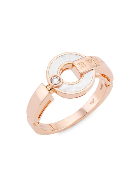 BVLGARI Women's Essential 18K Rose Gold, Mother-of-Pearl & Diamond Ring - Rose Gold