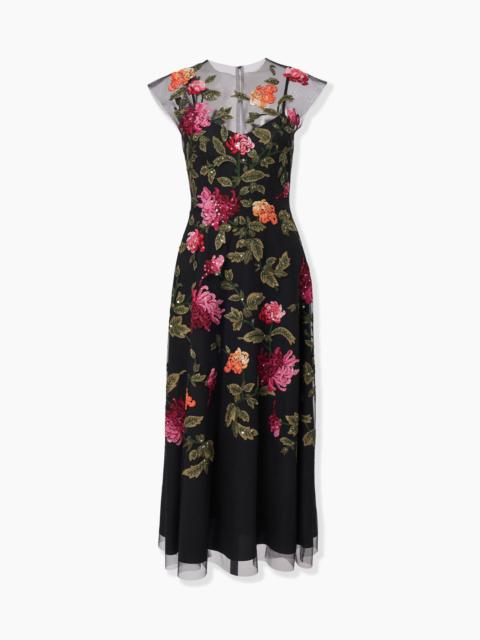 CAROLINA HERRERA Floral-Embroidered Tulle Midi Dress