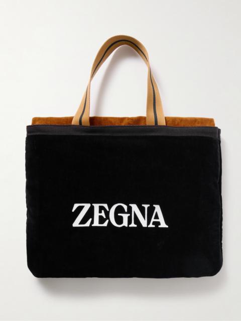 ZEGNA Logo-Embroidered Cotton-Terry Beach Towel Tote Bag