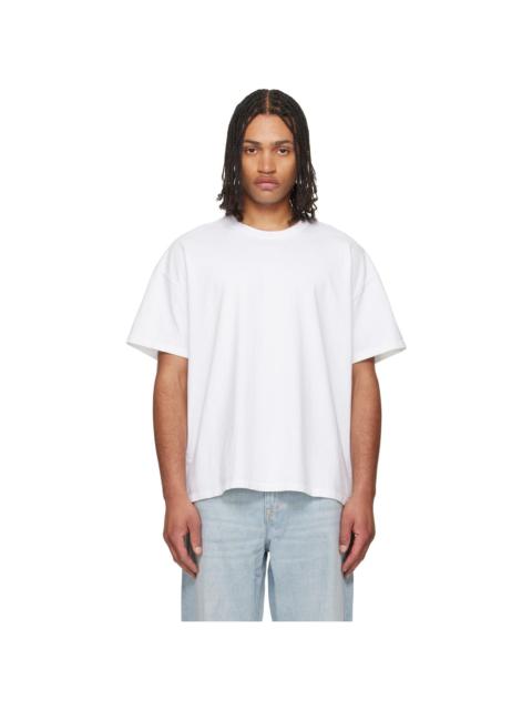 LES TIEN White Lightweight Binded Neck Oversized T-shirt