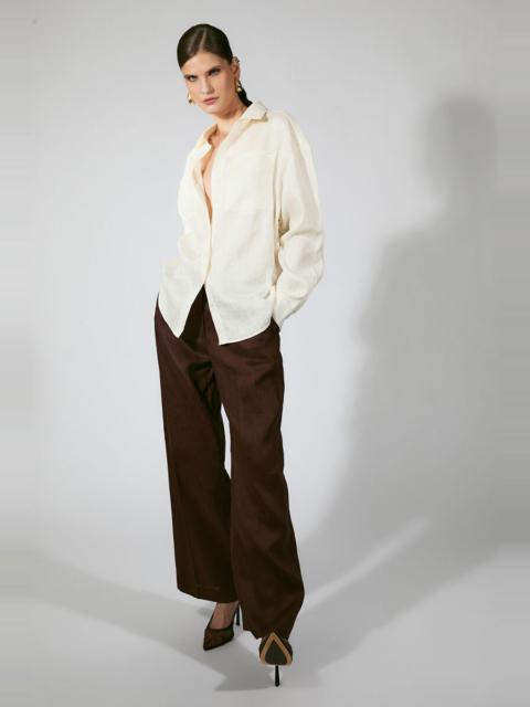BARDOT Lander Oversized Linen Shirt In Eggnog