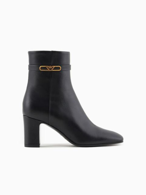 EMPORIO ARMANI Nappa-leather high-heeled ankle boots with eagle plate