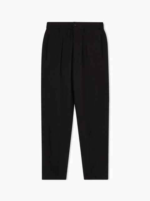 GIORGIO ARMANI Single-pleat, virgin wool and cashmere seersucker trousers