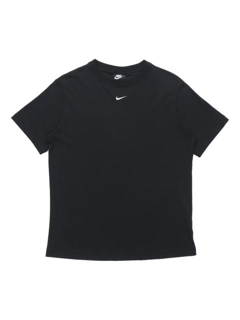 Nike (WMNS) Nike Solid Color Casual Round Neck Short Sleeve Black T-Shirt DH4256-010