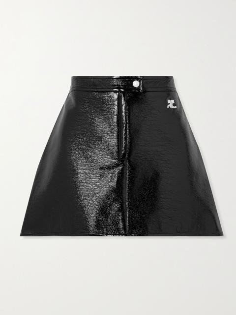 courrèges Reedition appliquéd coated cotton-blend mini skirt Black