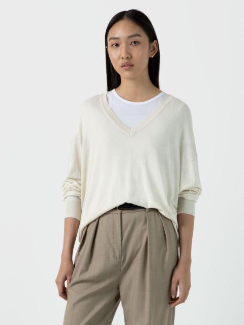 Relaxed Mulberry Silk V‑Neck Jumper