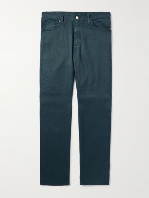 ZEGNA Roccia Slim-Fit Straight-Leg Garment-Dyed Linen-Blend Trousers Teal
