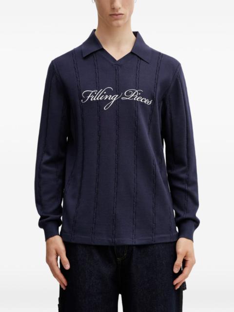 Filling Pieces logo-embroidered cable-knit sweatshirt