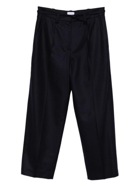 pleated-wool trousers
