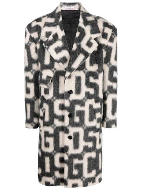 GCDS monogram-print single-breasted coat