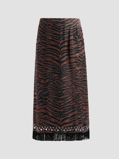 3.1 Phillip Lim Women's Tiger Studded Fringe-Trim Midi Skirt - Sierra Multi