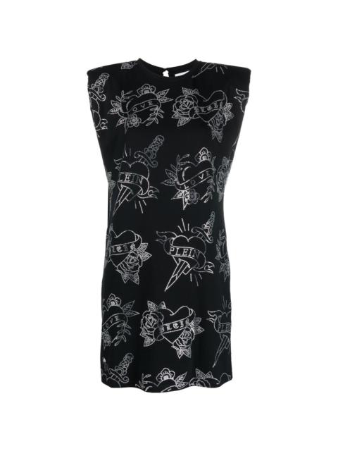 graphic-print sleeveless mini dress