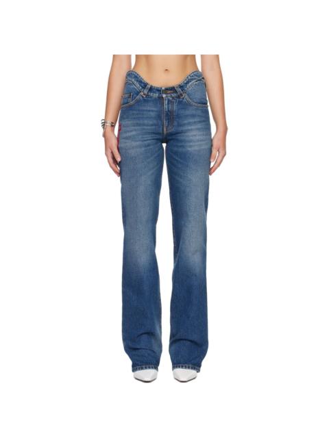 Jean Paul Gaultier Blue 'The JPG Curved Denim' Jeans