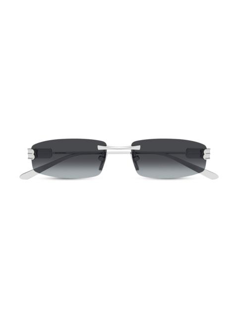 BALENCIAGA Men's Gossip 62MM Rimless Rectangular Metal Sunglasses - Silver Black