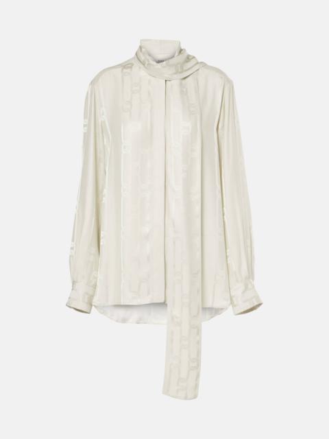 Tod's Scarf-detail satin jacquard blouse