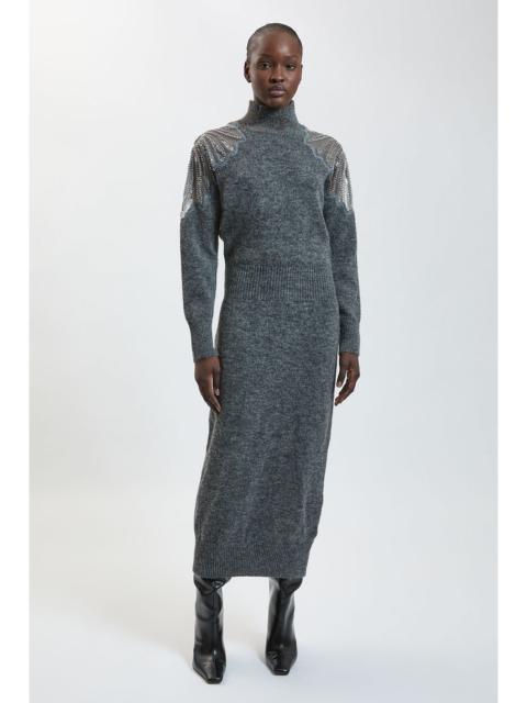 KAREN MILLEN Embellished Cosy Knitted Midi Dress