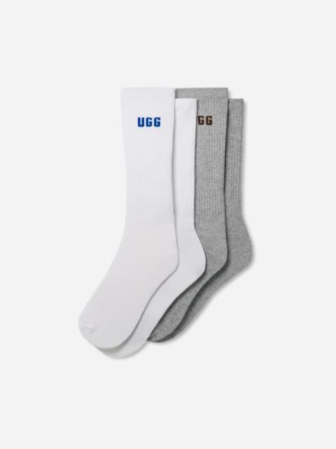 UGG ® Men's Leander Logo Crew 2 Pack Cotton in Regal Blue/Grey Heather