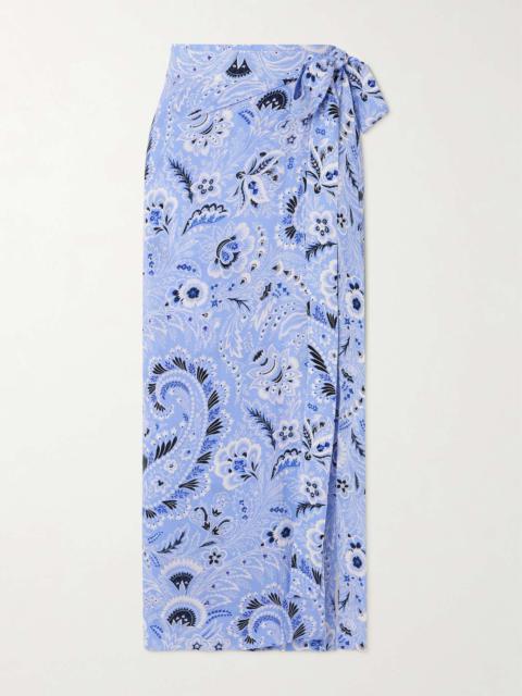 Floral-print voile pareo