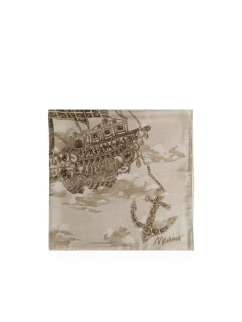 Moschino logo-print silk scarf