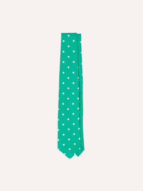 Drake's Green Polka Dot Silk Self-Tipped Tie