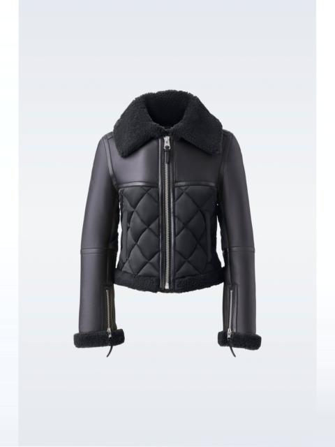 TULIP Quilted sheepskin jacket with shearling trim