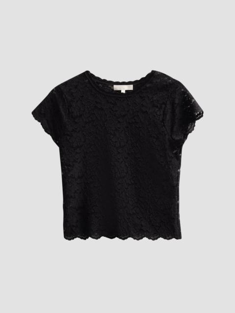 LoveShackFancy Women's Lucas Floral Lace T-Shirt - Black