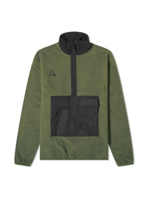 Nike Nike ACG Logo Embroidered Half Zipper Fleece Stand Collar Pullover Jacket Green Army green CK6839-32