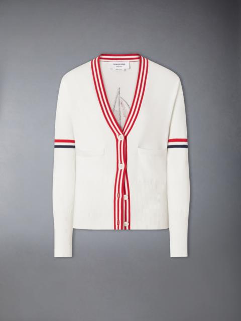 Thom Browne RWB STRIPE JACQUARD SAILBOAT CARDIGAN