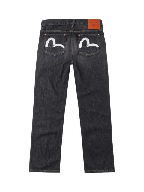 EVISU Black Washed Seagull Print Regular Fit Jeans #2020