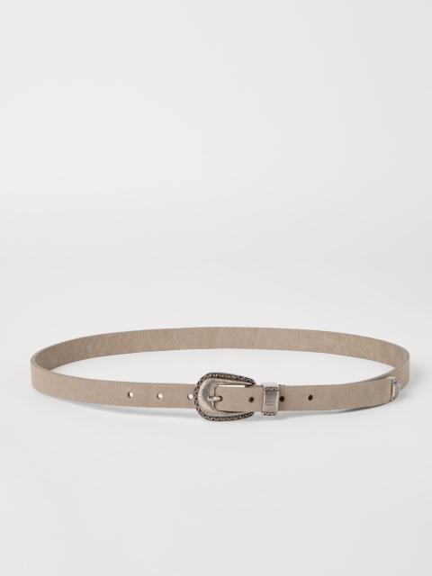 Brunello Cucinelli Reversed leather belt with tip